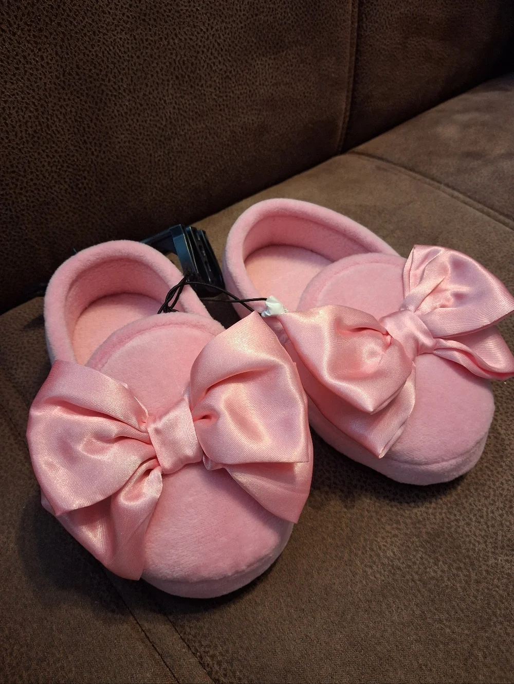 Wonder Nation Kids Pink Bow Slippers Size 5-6 Infants